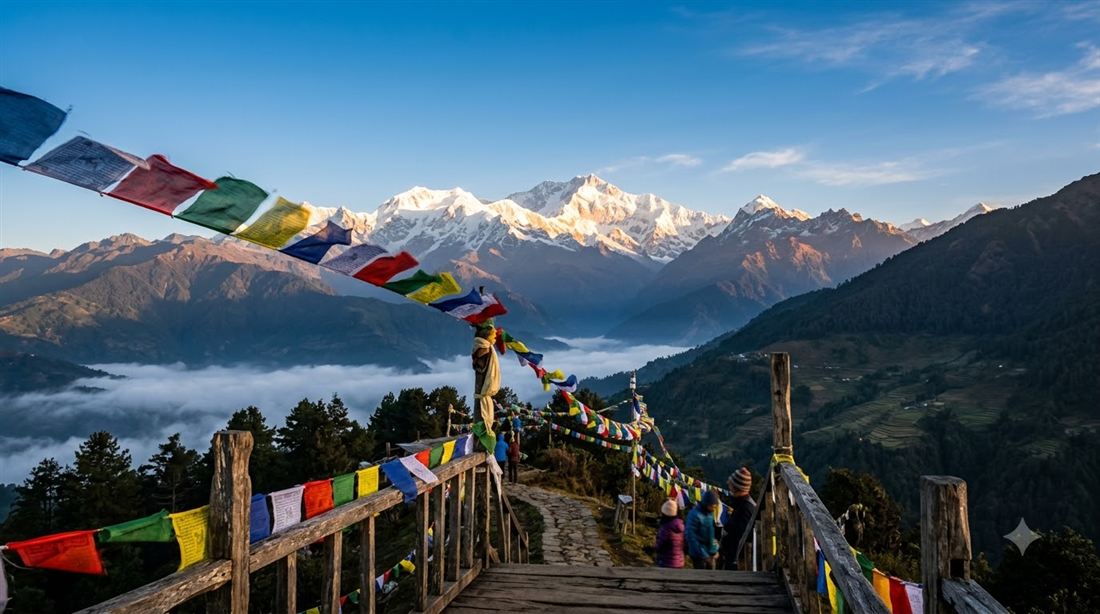 The snow-capped Kanchenjunga peak seen from Sikkim